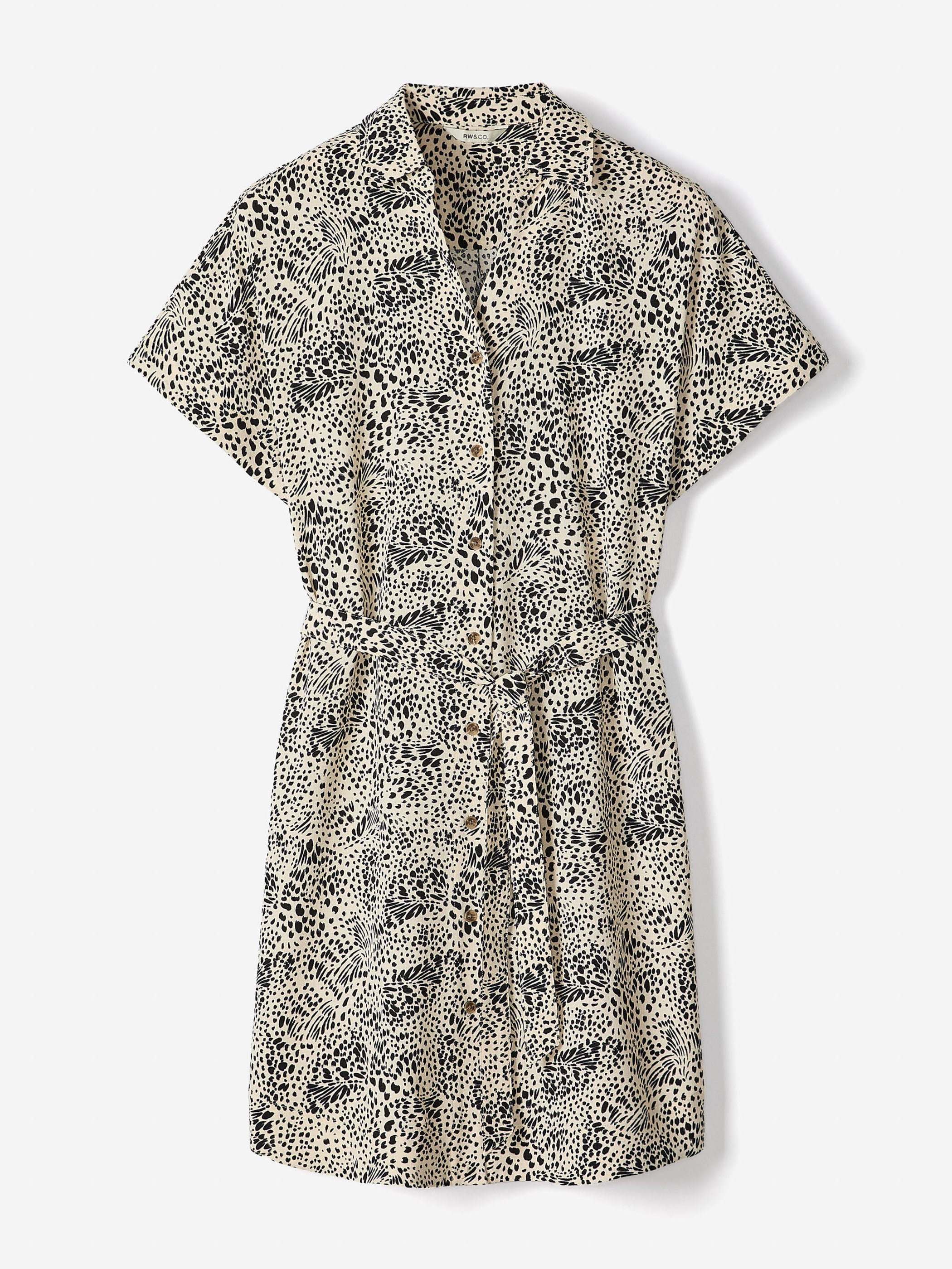 Robe Midi à Boutonner à Manches Courtes et Col Chemisier