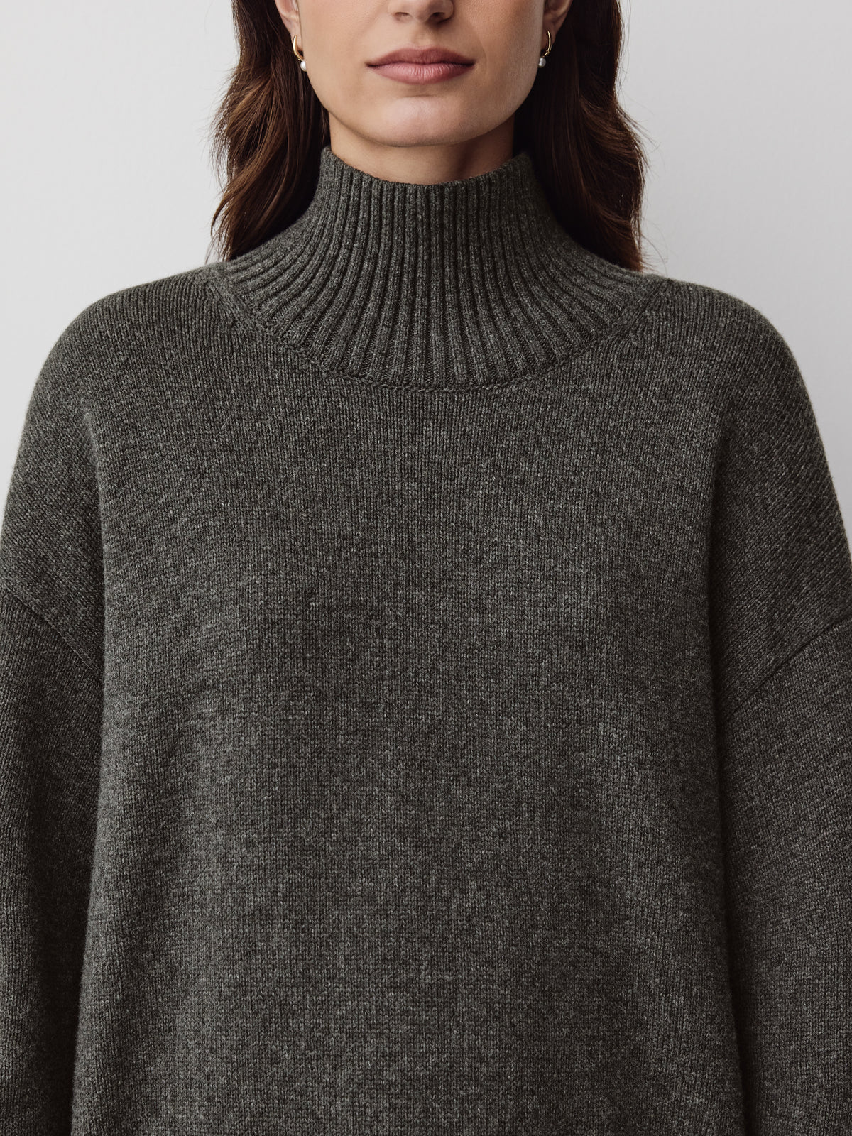 Long-Sleeve Mock-Neck Merino-Blend Sweater