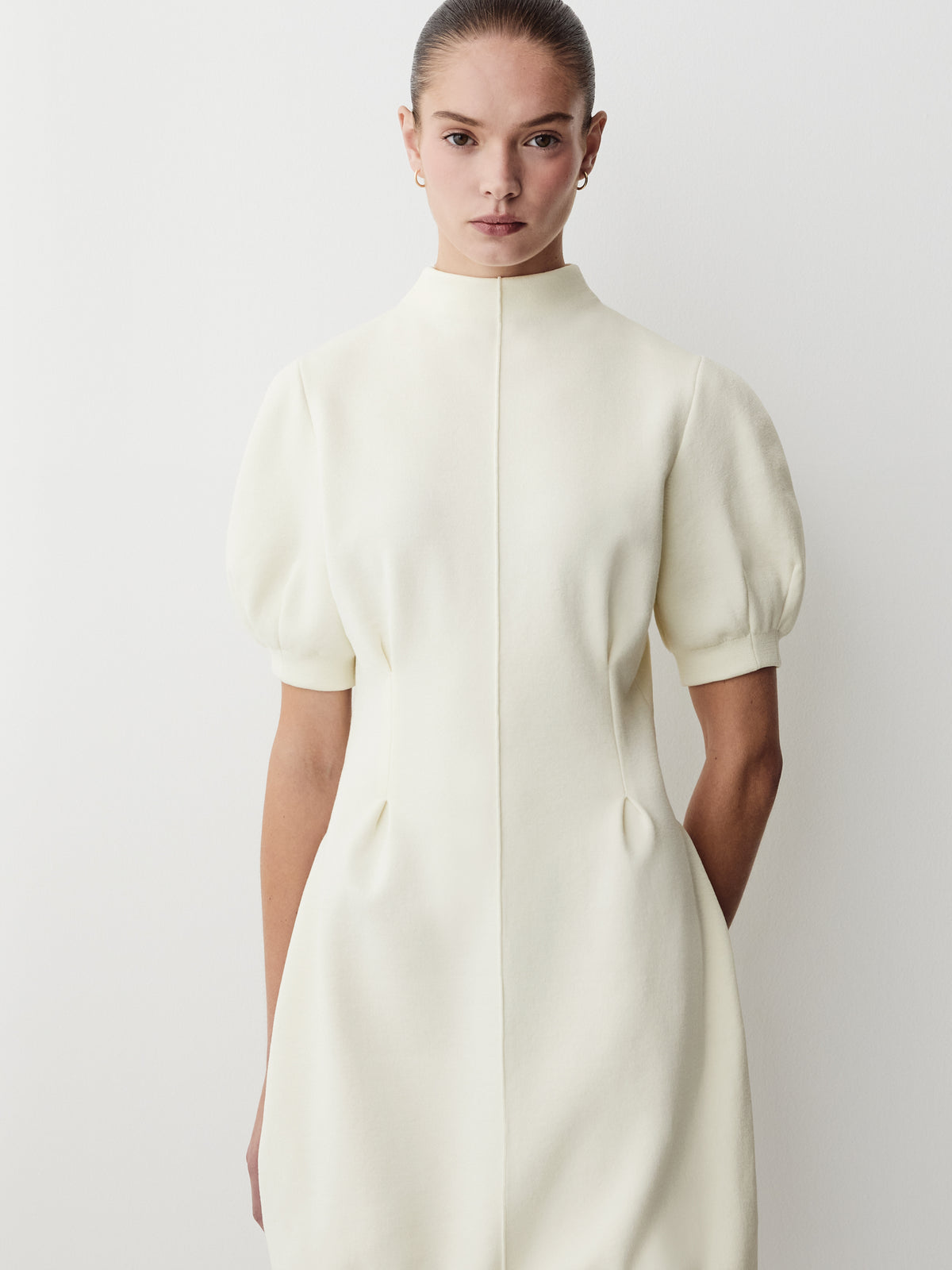 Short-Sleeve Mock-Neck Hourglass Sweater Dress