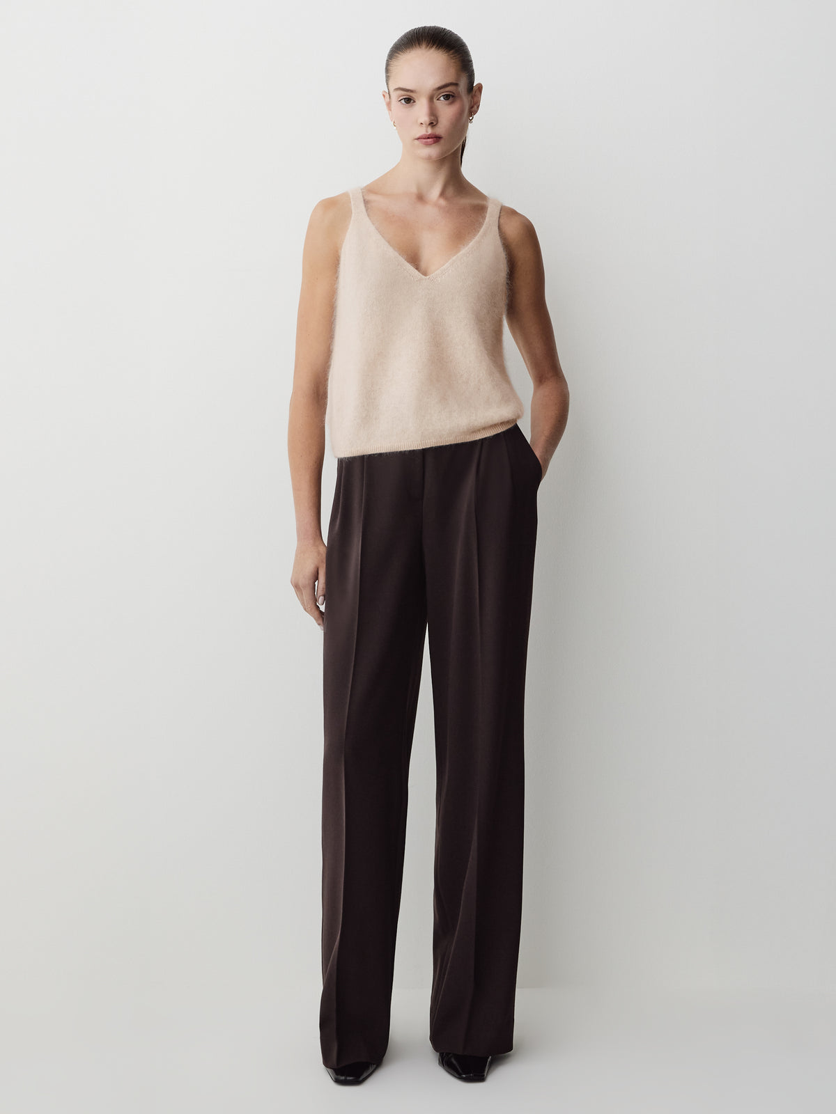 V-Neck Hairy Merino Tank