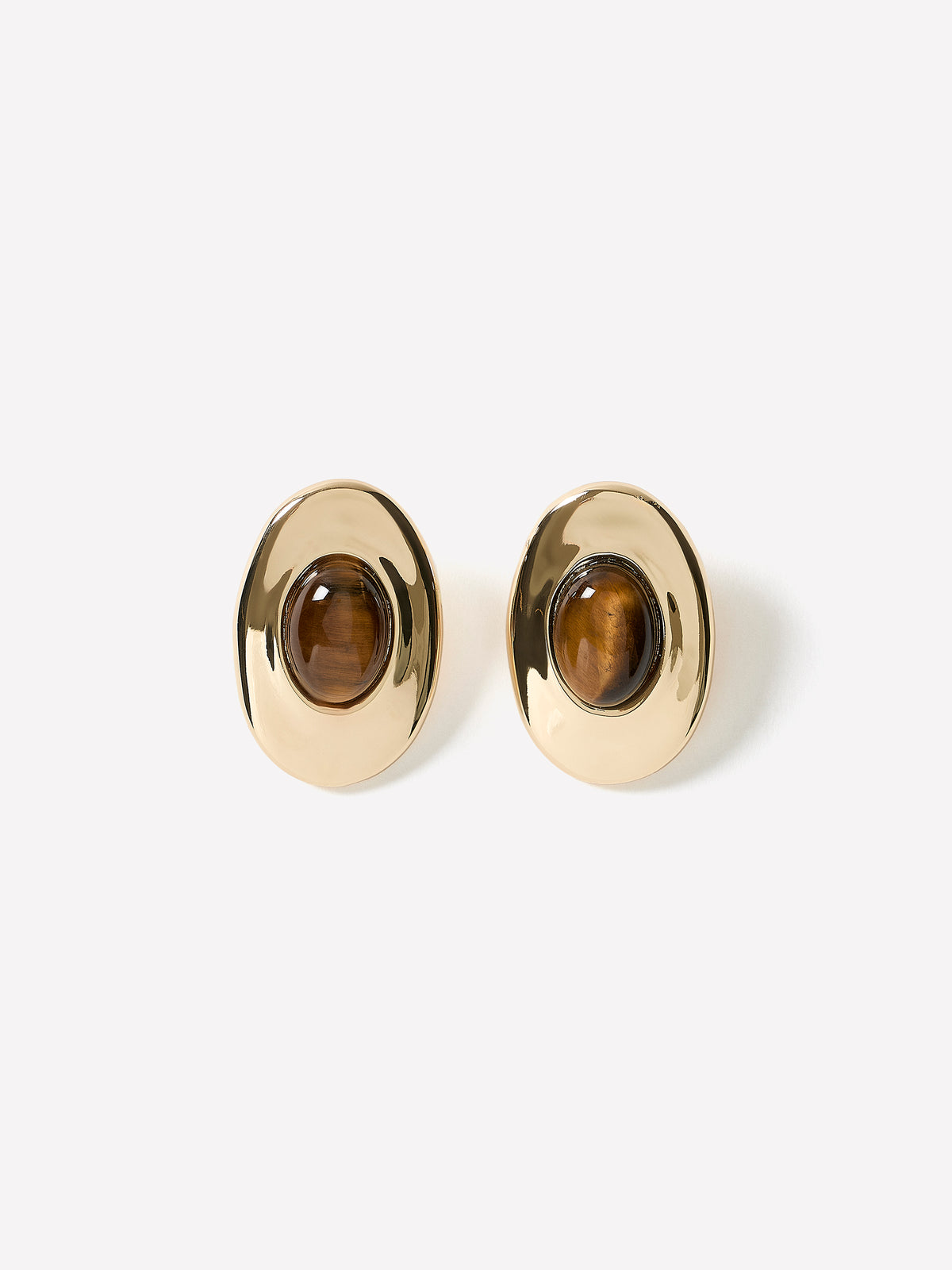 Statement Earrings with Semi-Precious Stone, 100% Metal
