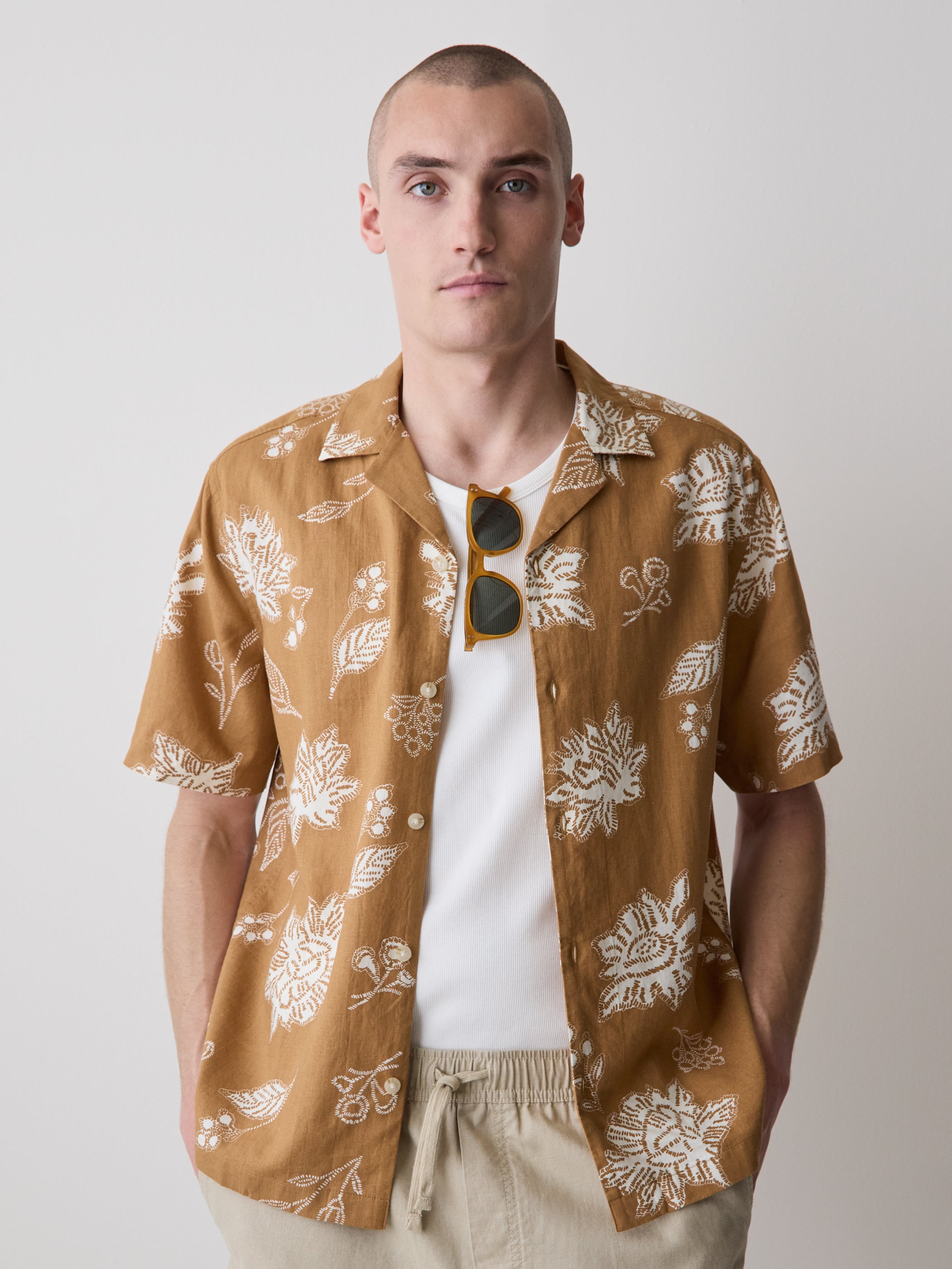 Tailored Linen Blend Short Sleeve Shirt