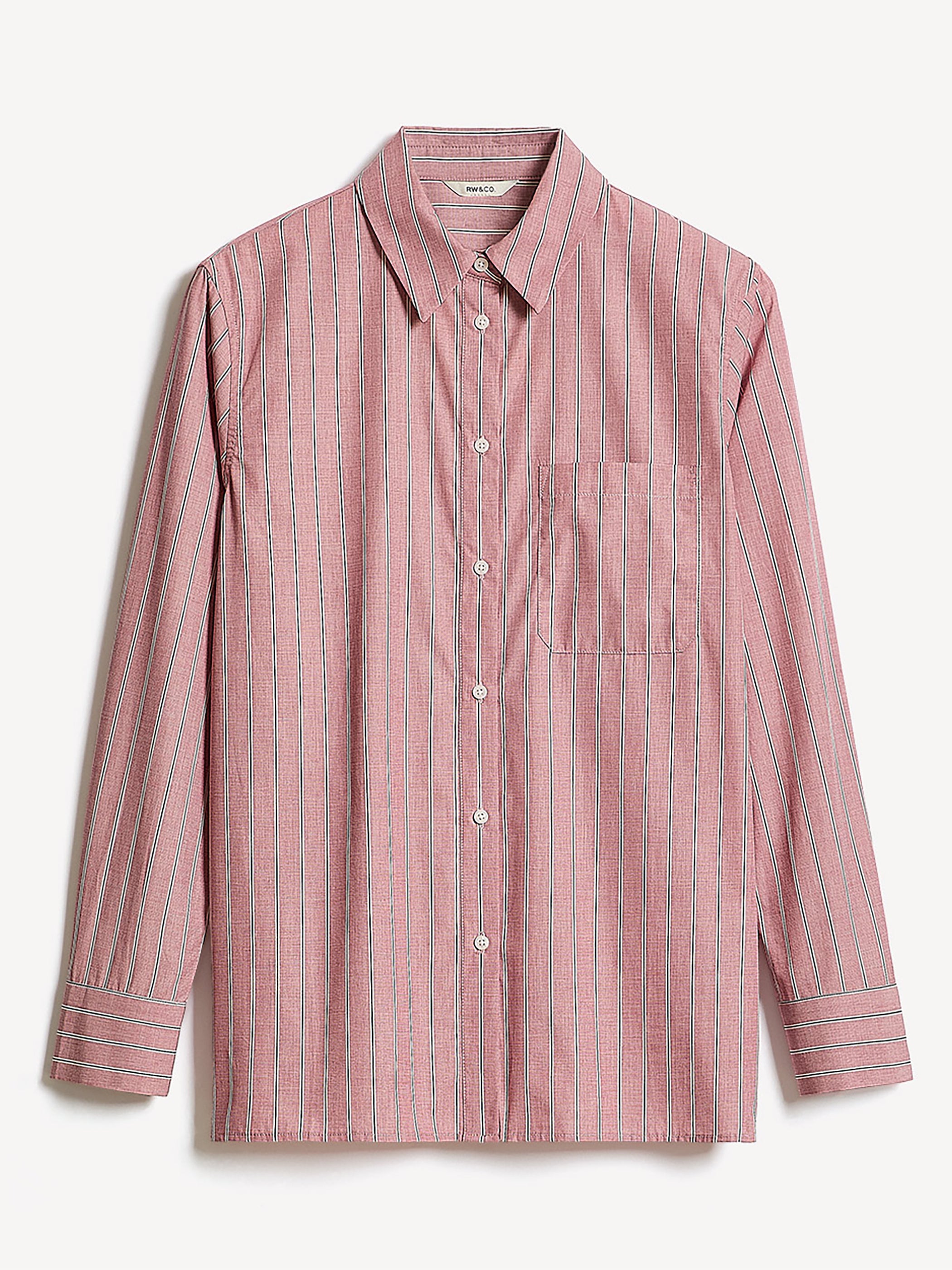 Blouse Boutonnée en Popeline Rayée à Manches Longues