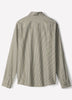 Mens Woven Tailored Collar Shirt Green Stripe Cotton Lyocell