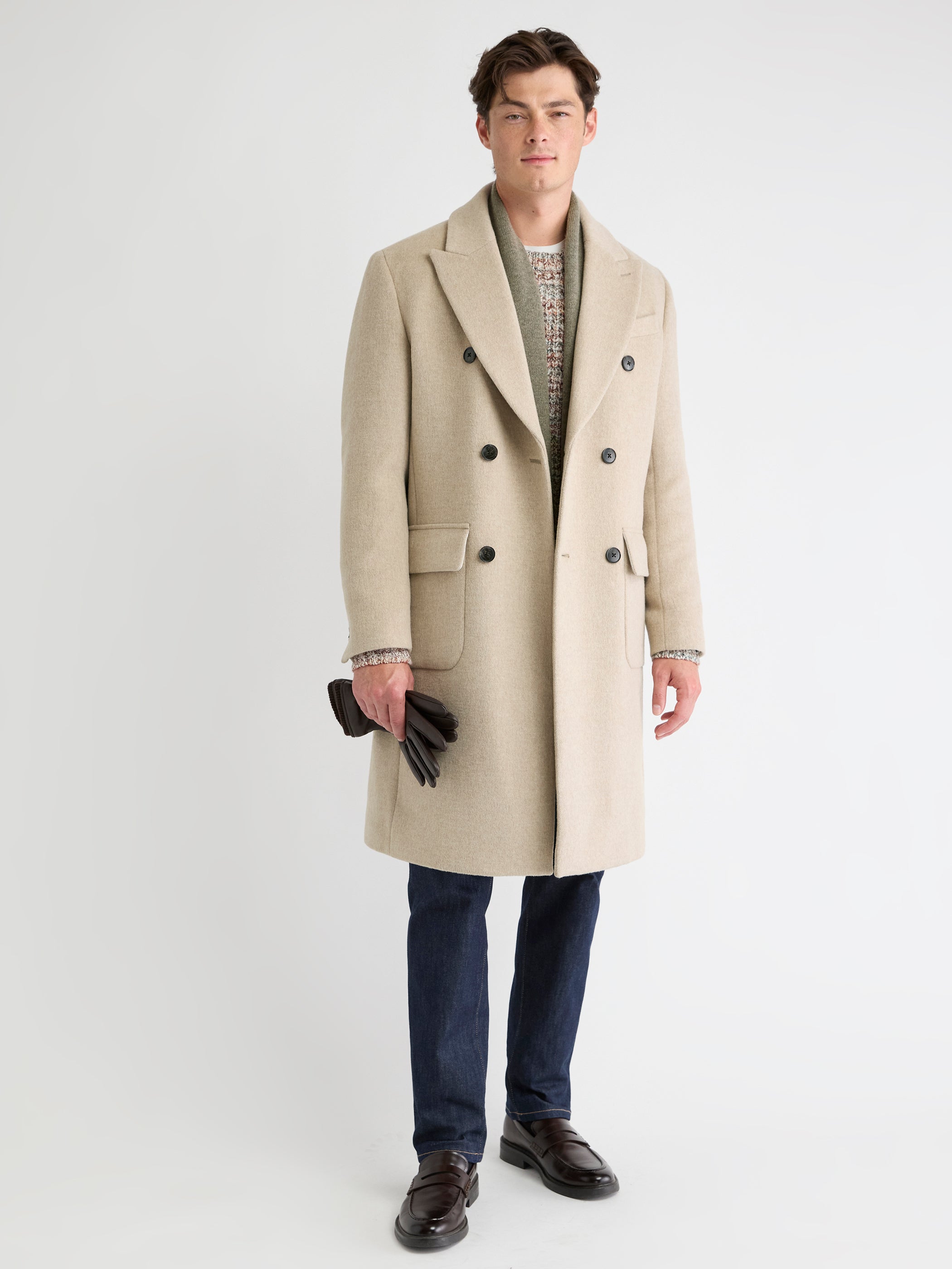 Manteau Classique en Mélange de Laine avec Col Tailleur