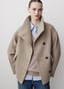 Wool Blend Short Jacket with Funnel Neck