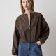Woven Collarless Bomber Jacket with Zip Front