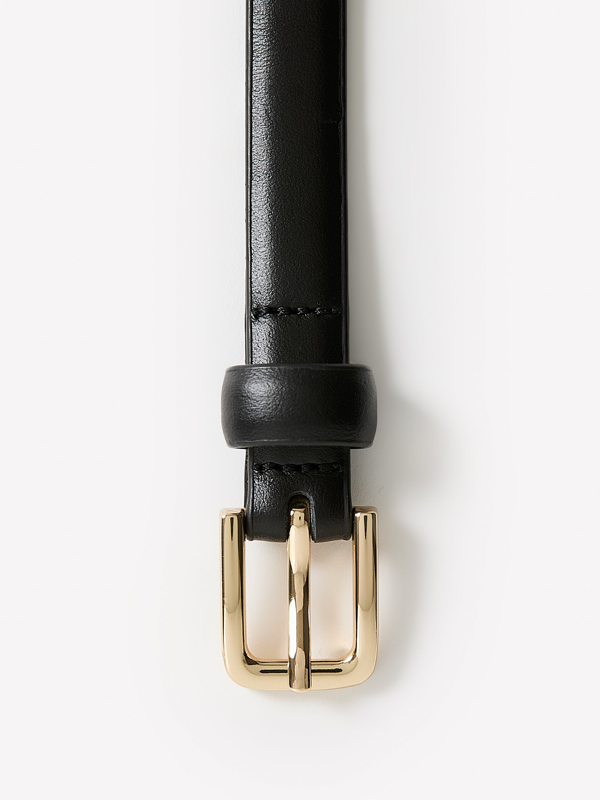 Slim Leather Belt with Square Buckle