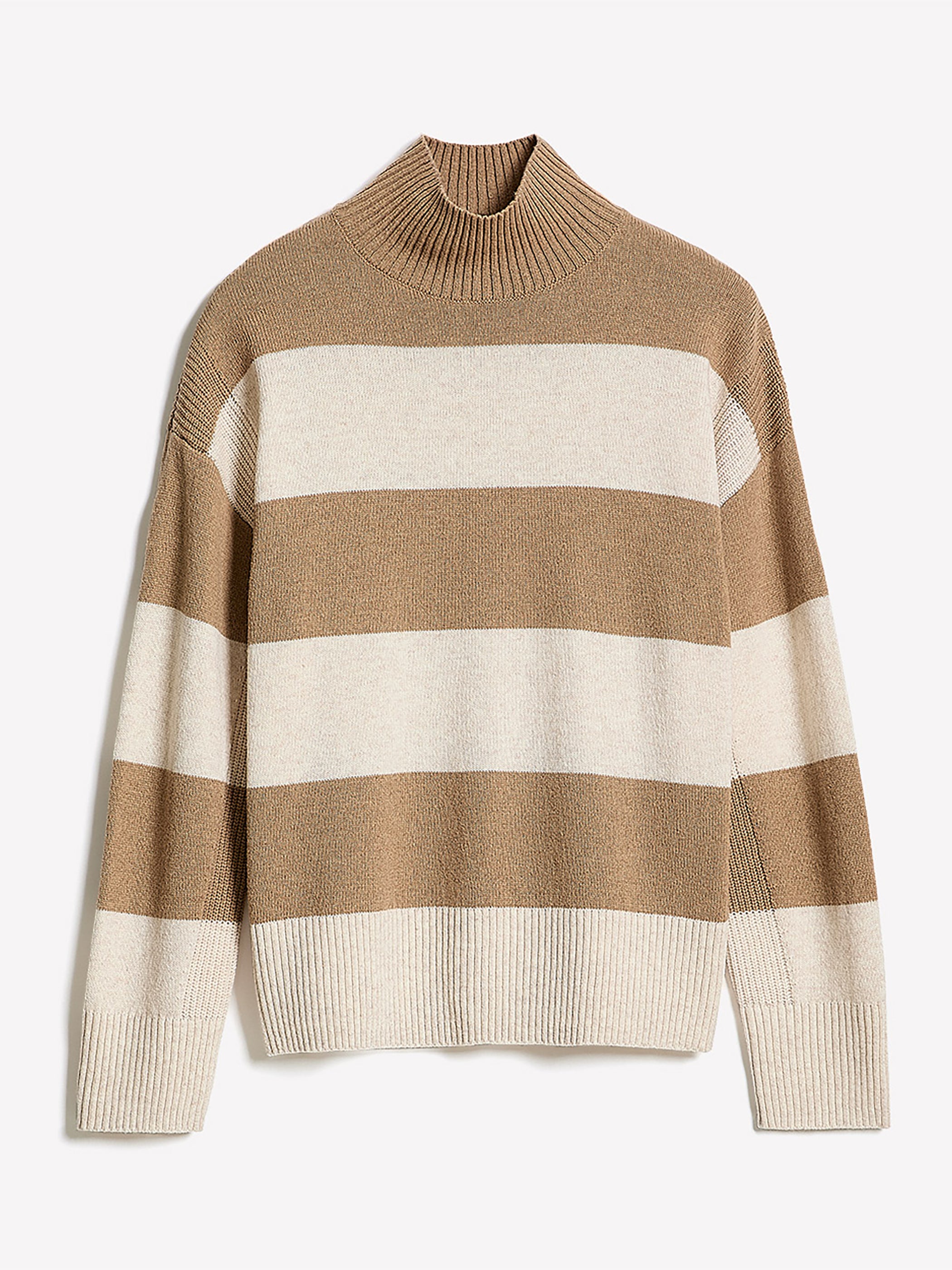 Pull Laine Mérinos à Manches Longues et Col Entonnoir