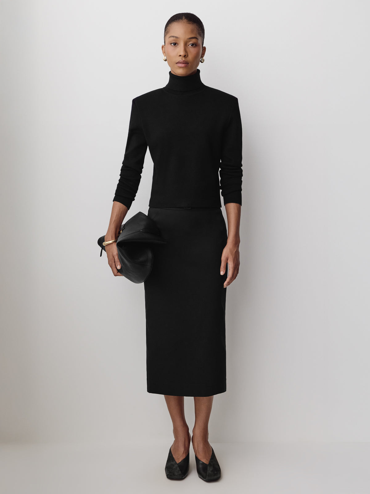Knit Turtleneck Sweater with Removable Shoulder Pads