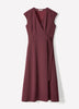 Extended-Sleeve V-Neck Wrap Midi Dress