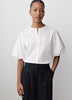 Woven Cotton Blend Balloon Sleeve Blouse