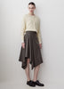 Woven Asymmetric Flare Midi Skirt in Polyester Blend
