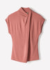 Extended-Sleeve Top with Crossover Draped Mock Neckline