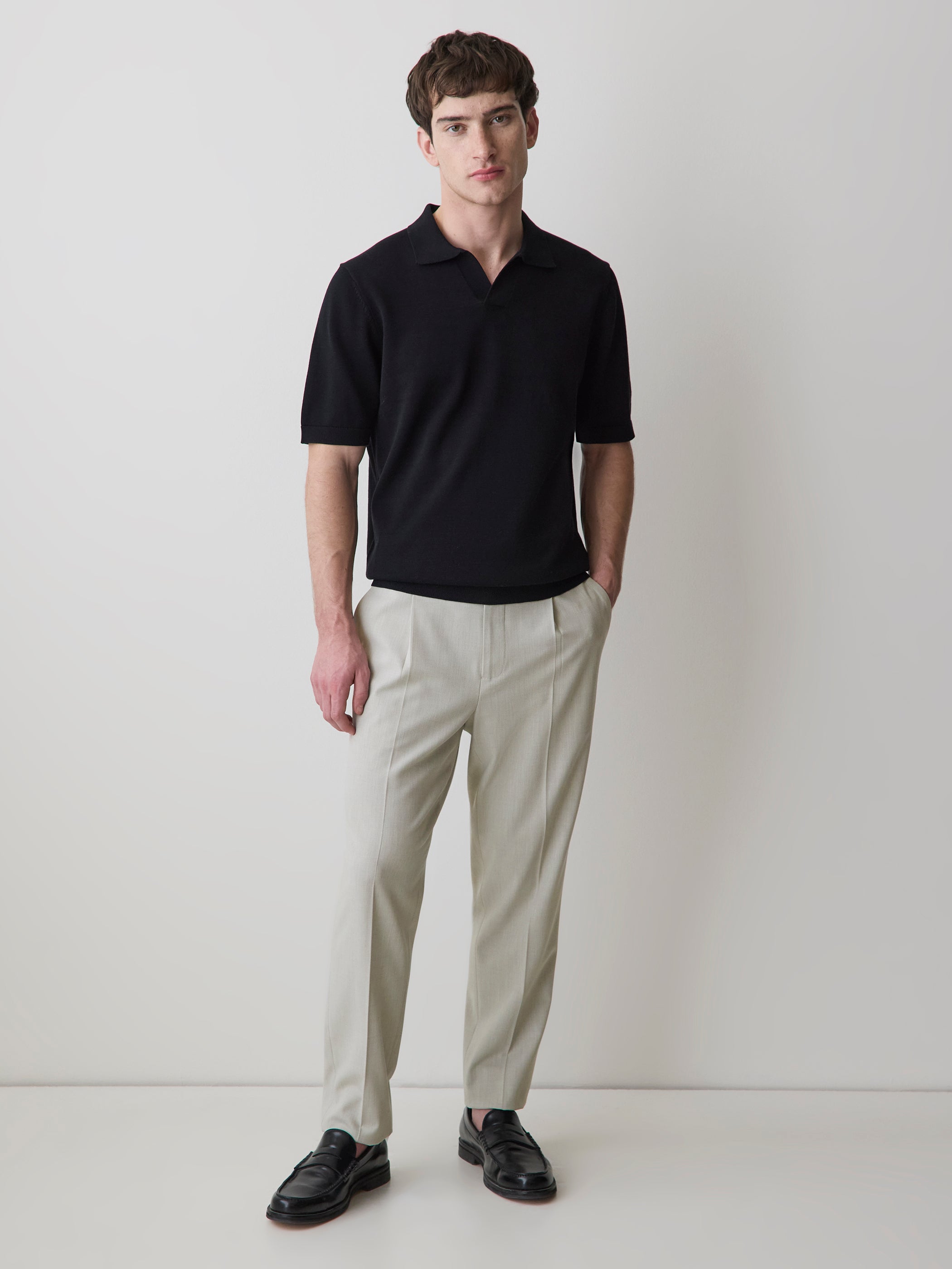 Tapered-Leg Pleated Dress Pant