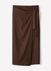 Linen-Blend Straight Midi Skirt with Wrap Front