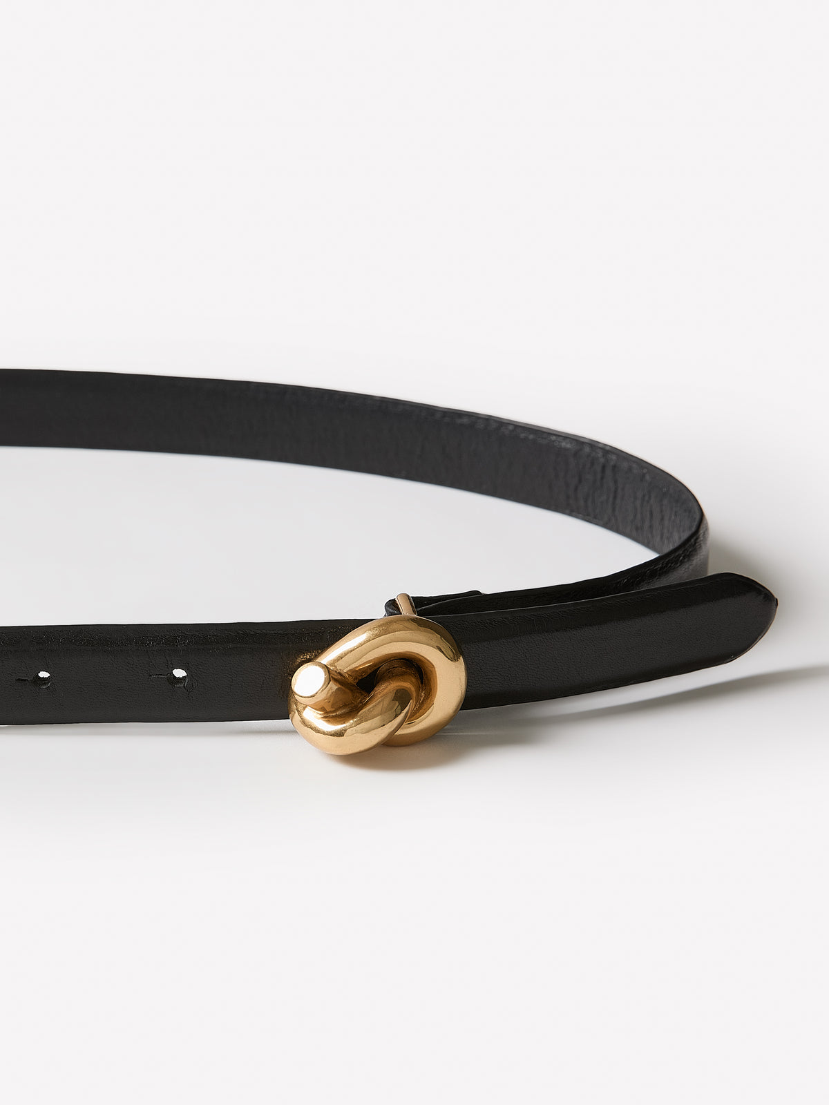 Slim Fit Leather Belt with Knotted Buckle