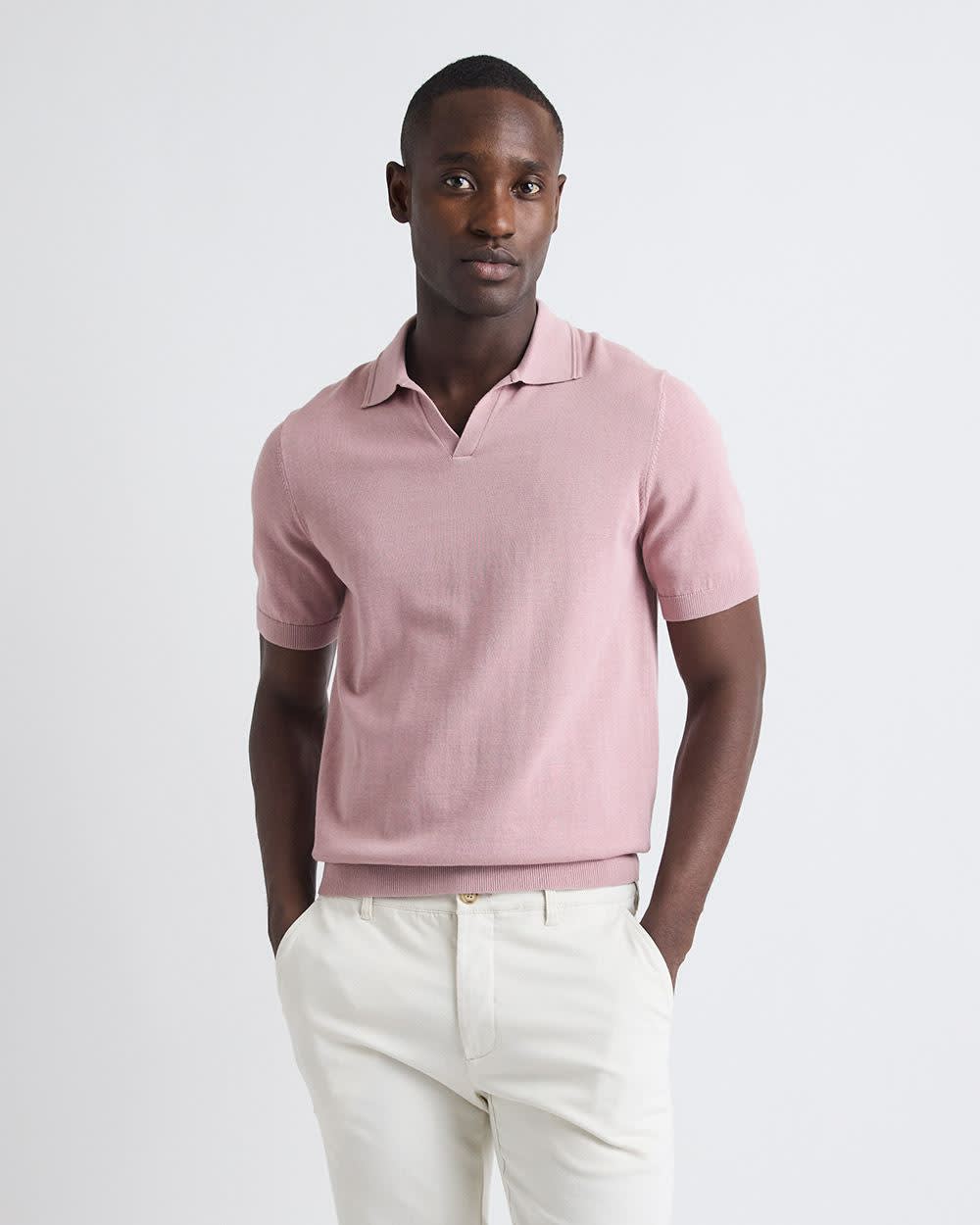 Polo à Manches Courtes en Coton avec Col Johnny