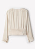 Long-Sleeve Crew-Neck Blouse with Shoulder Pads