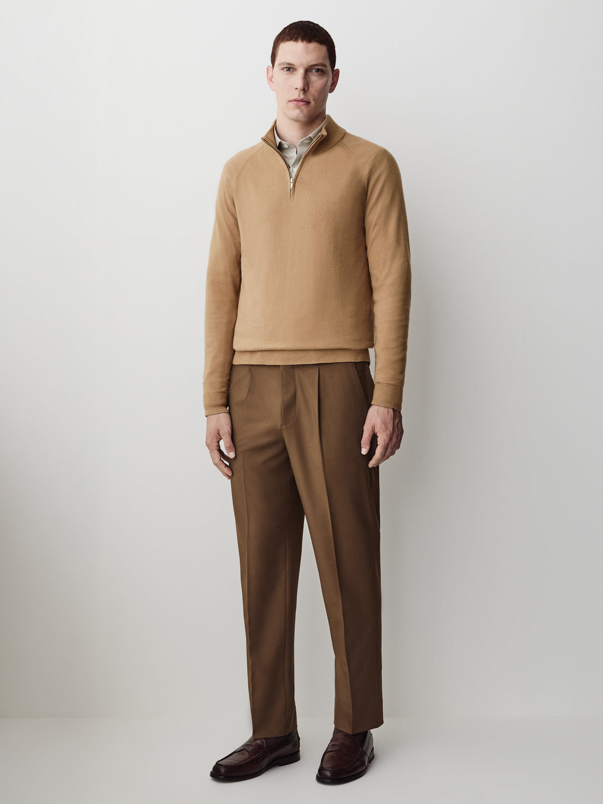 Long-Sleeve Half-Zip Mock-Neck Sweater