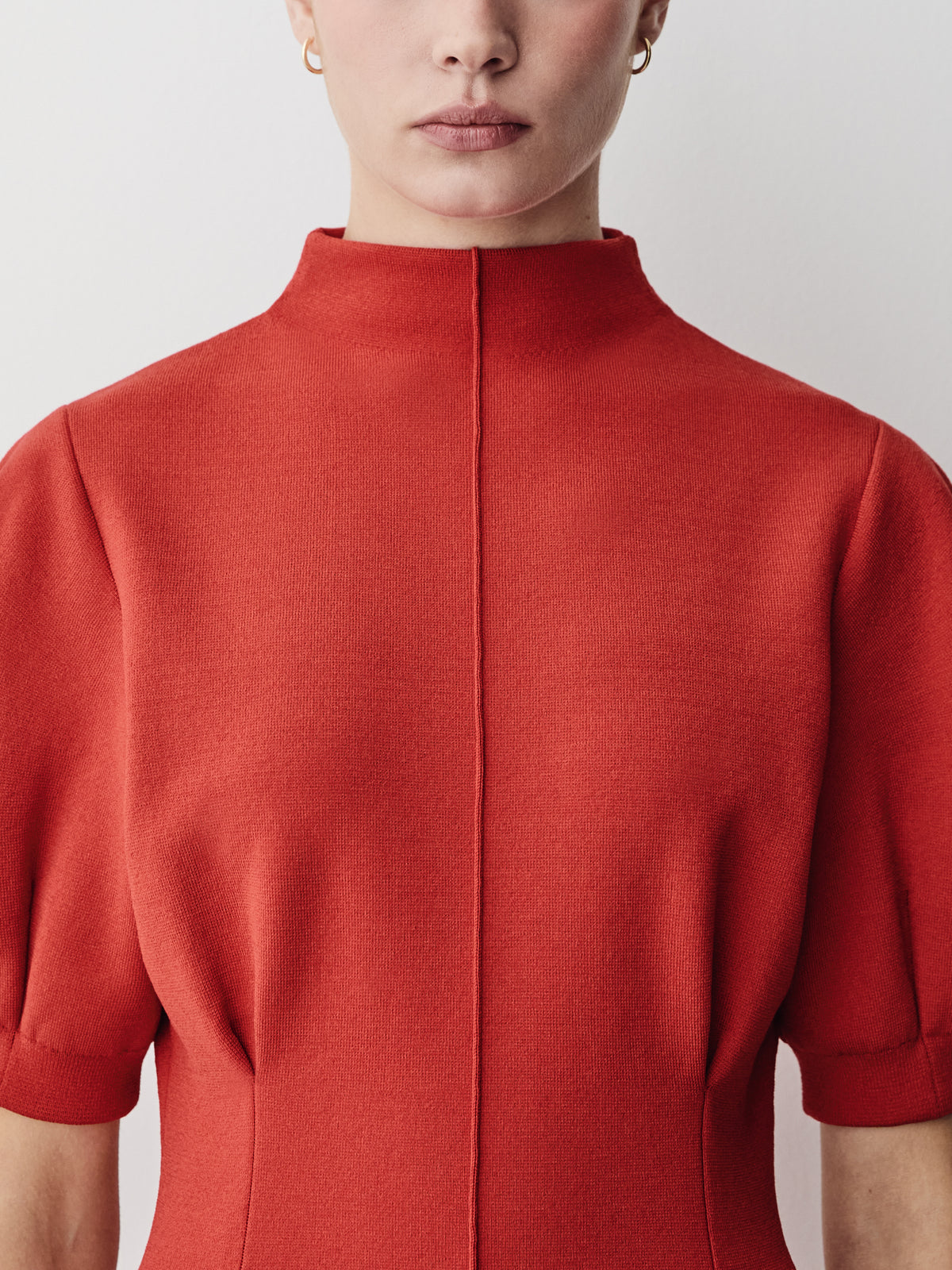 Short-Sleeve Mock-Neck Hourglass Sweater Dress