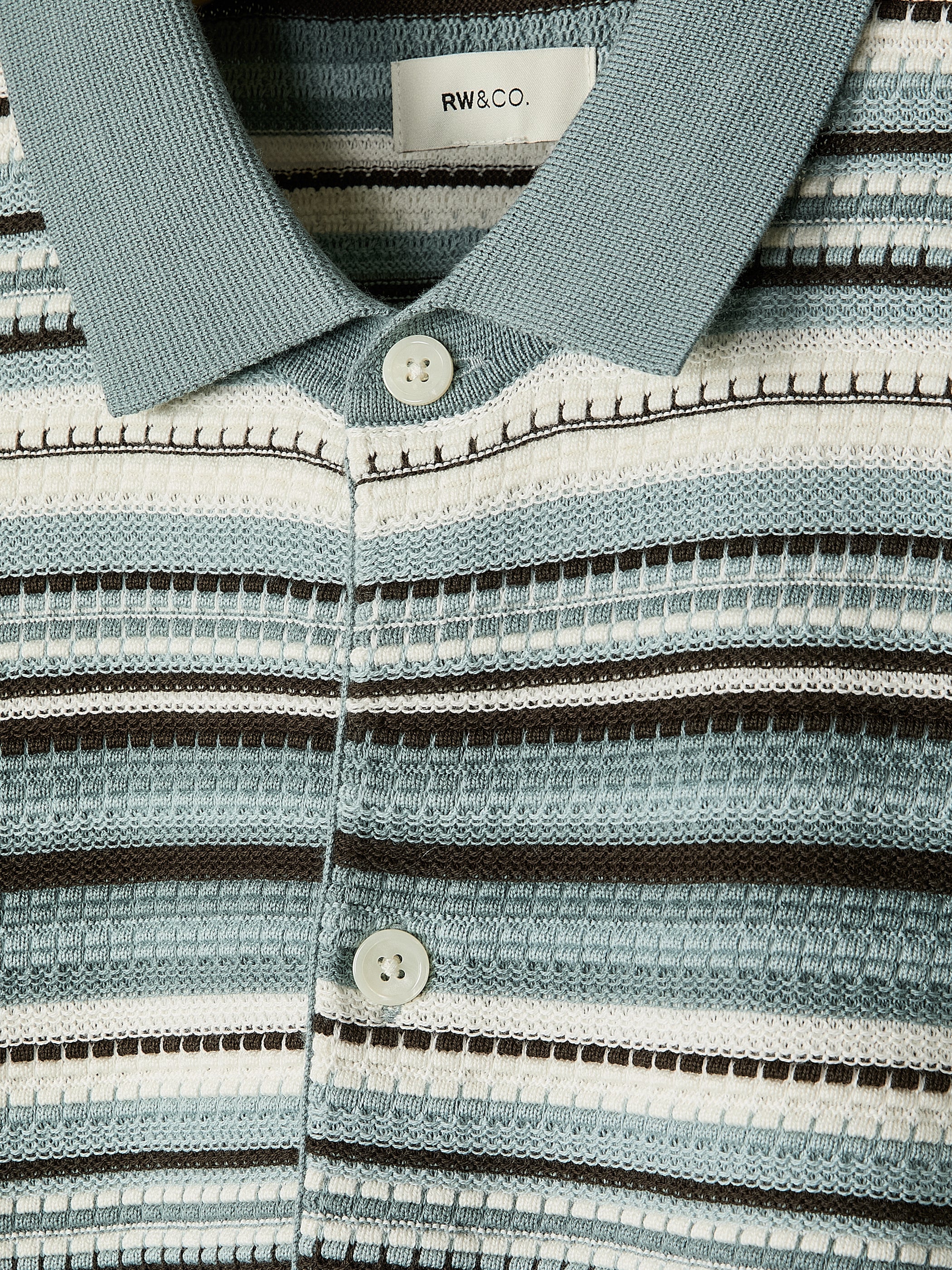 Striped Short-Sleeve Sweater with Shirt Collar