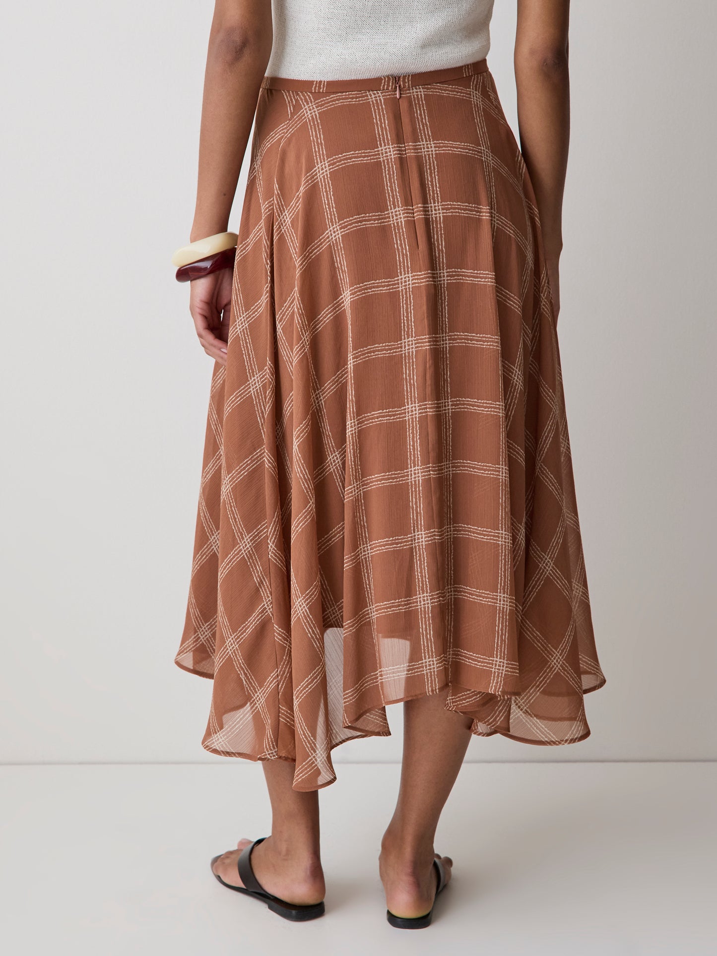 Woven Flare Midi Skirt Lyocell Panel