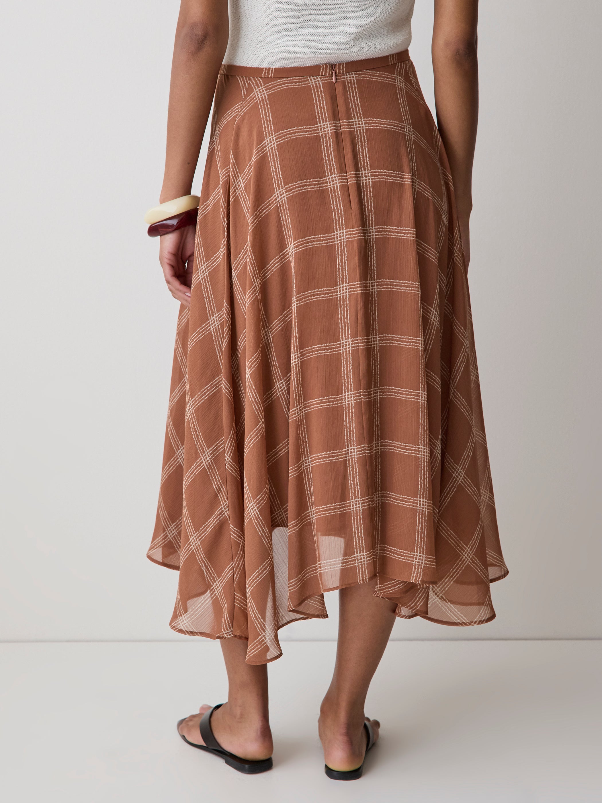 Woven Flare Midi Skirt Lyocell Panel