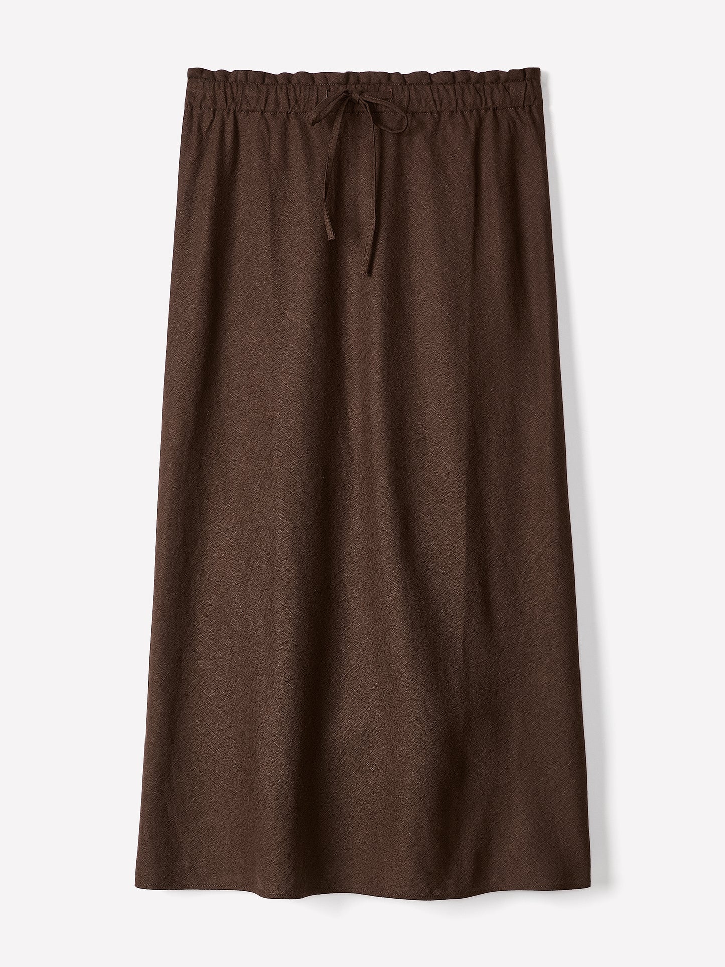Linen-Blend Straight Midi Skirt
