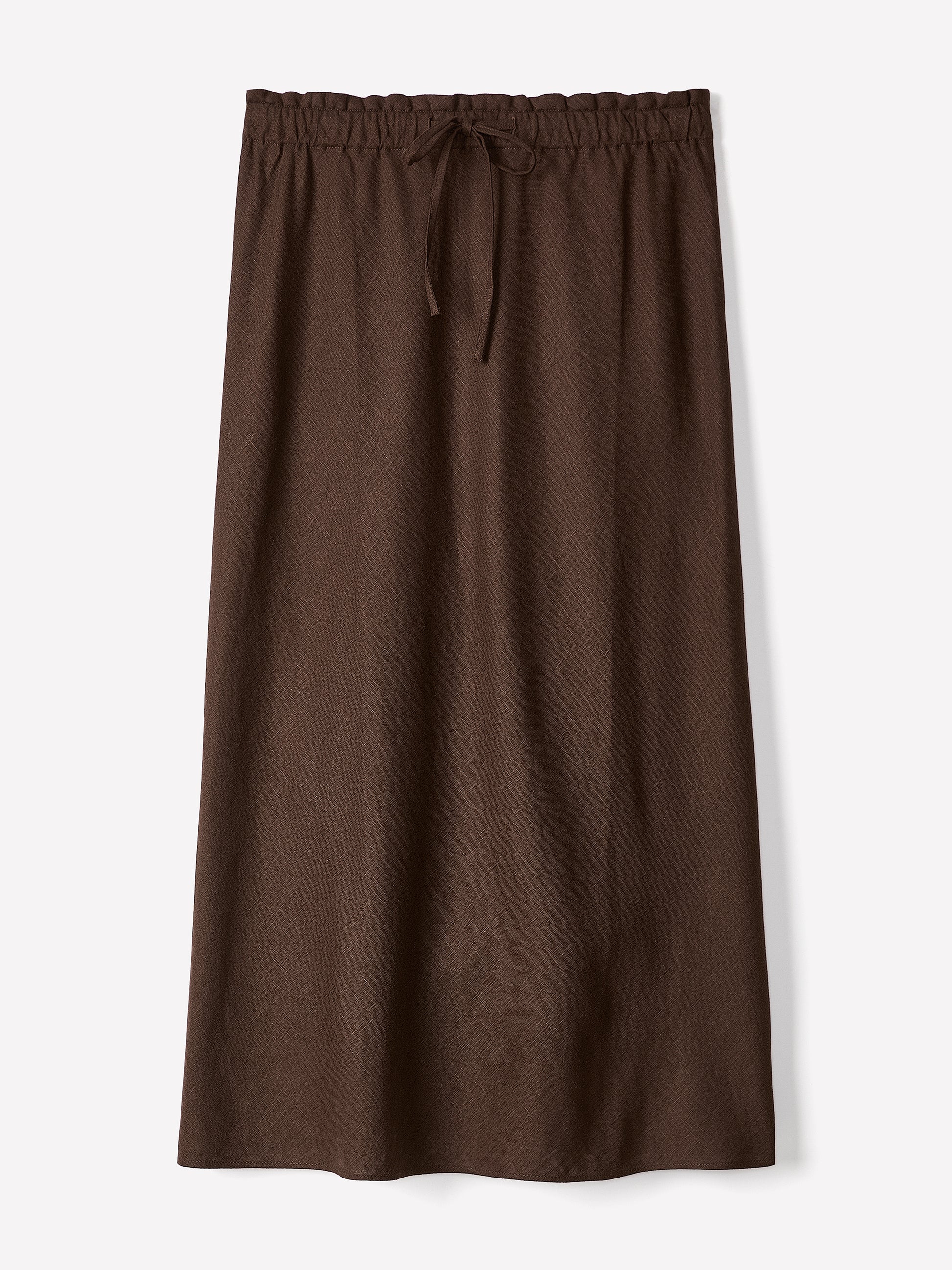 Linen-Blend Straight Midi Skirt