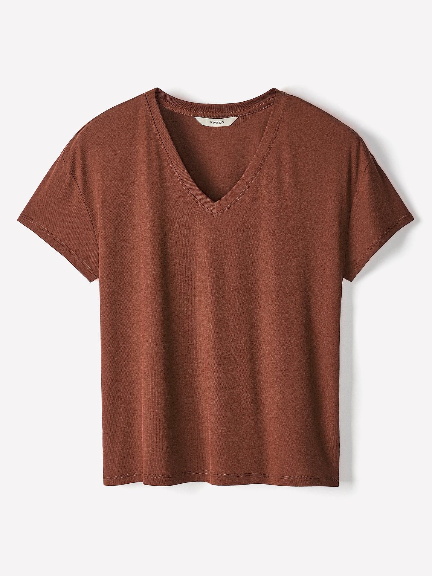 Knit Pullover V-Neck Tee Silk Blend
