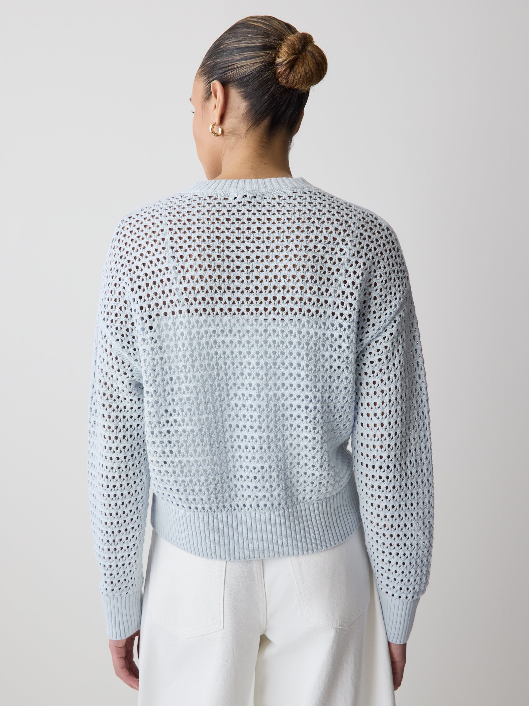 Cardigan en Mailles Ajourées à Manches Longues