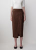 Linen-Blend Straight Midi Skirt with Wrap Front