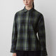 Woven Plaid Button-Up Shirt with Cape Detail