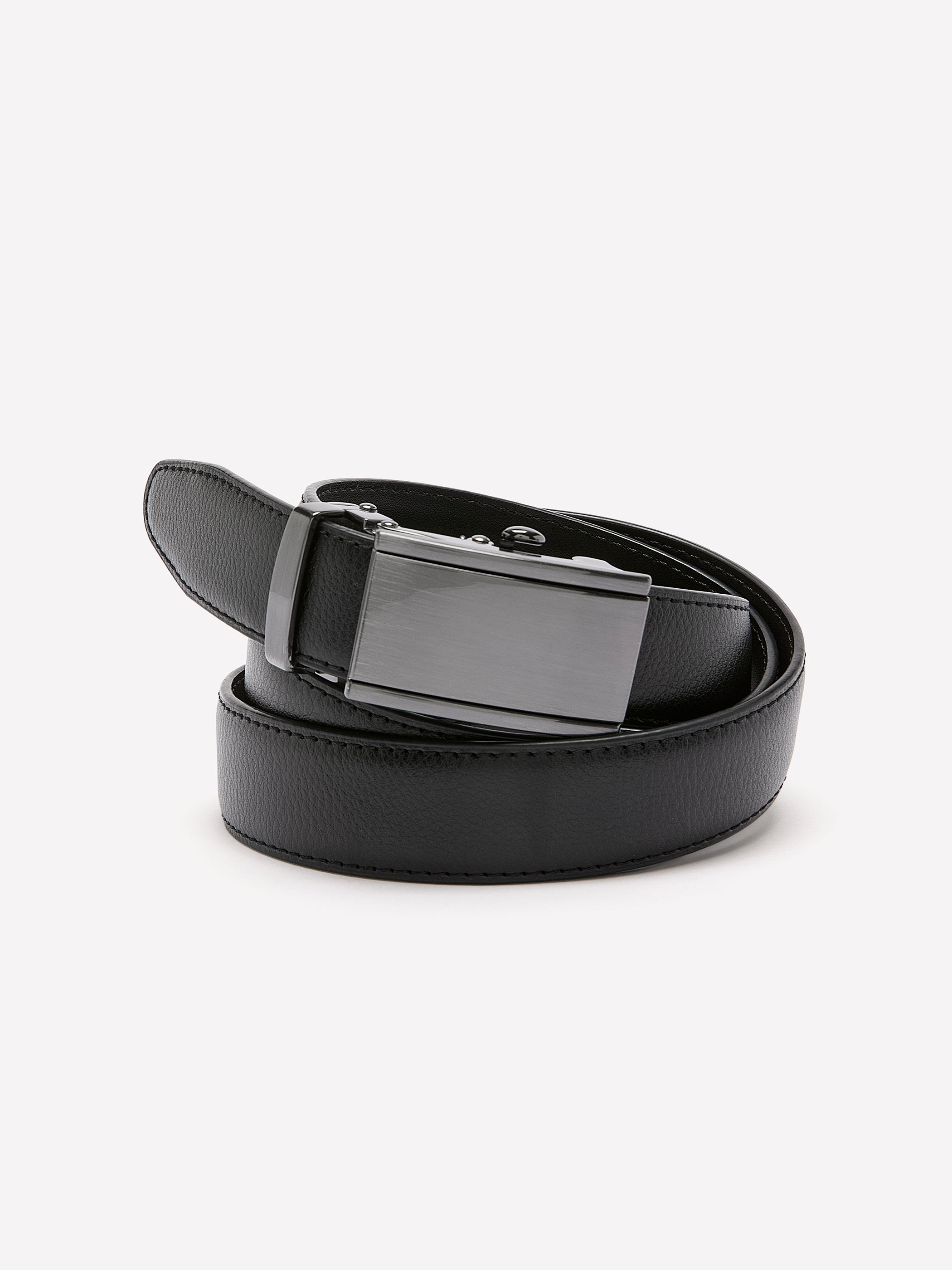 Leather Belt with Plate Buckle