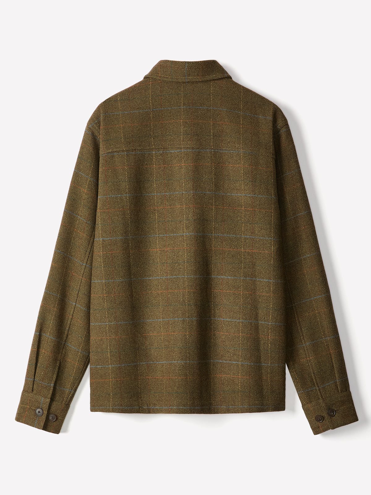 Wool Blend Check Overshirt Tailored Collar