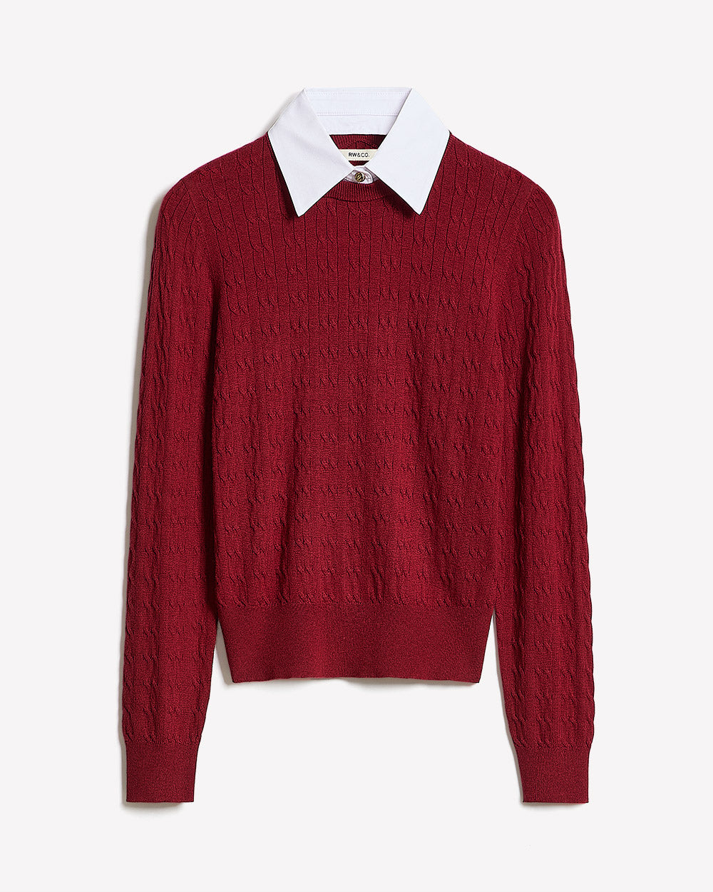 Pull à Manches Longues avec Col Chemisier Amovible