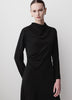 Woven Luxe Crepe Mock Neck Midi Dress