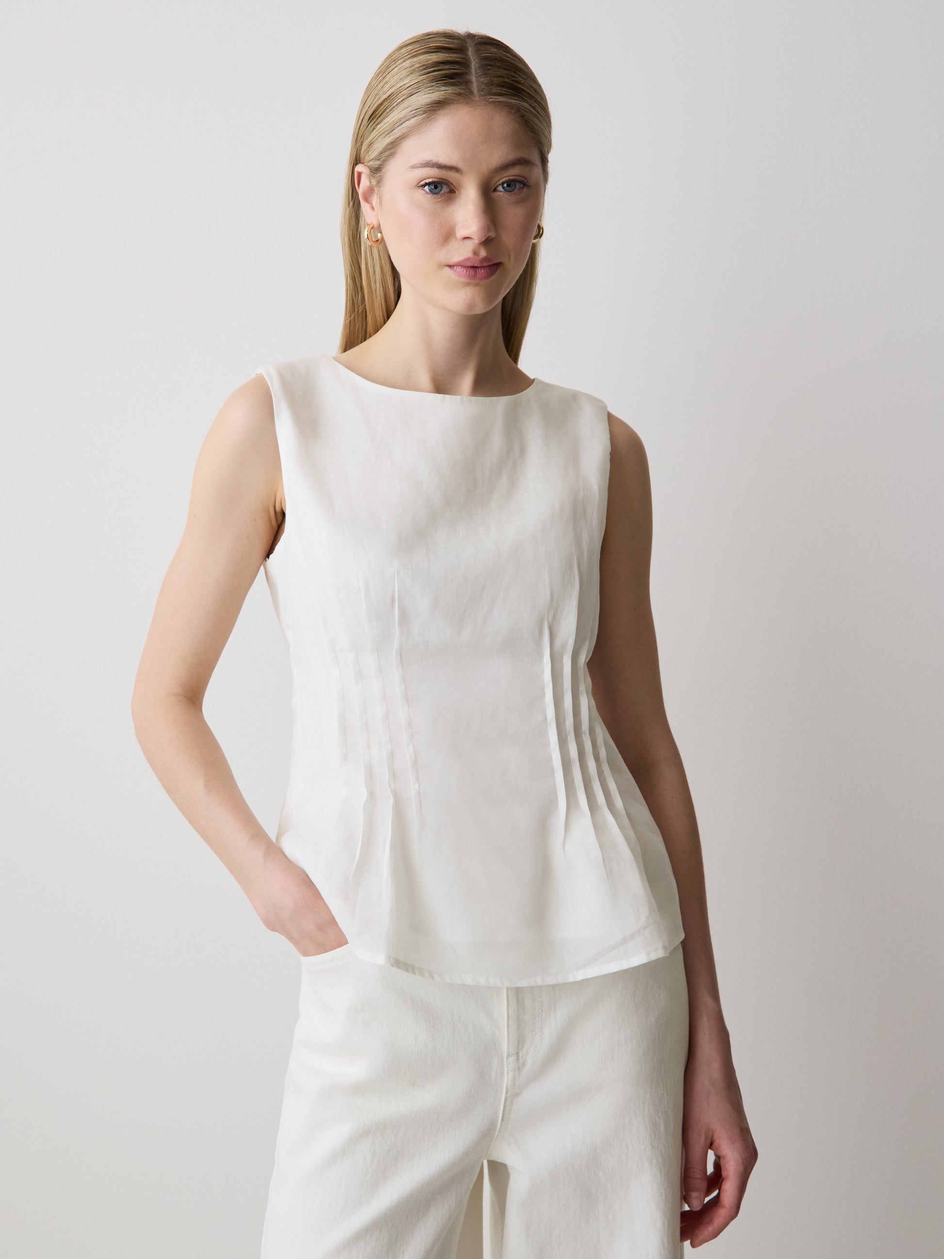 Woven Blouse Ramie Lyocell Blend