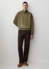 Long-Sleeve Half-Zip Mock-Neck Waffled Sweater
