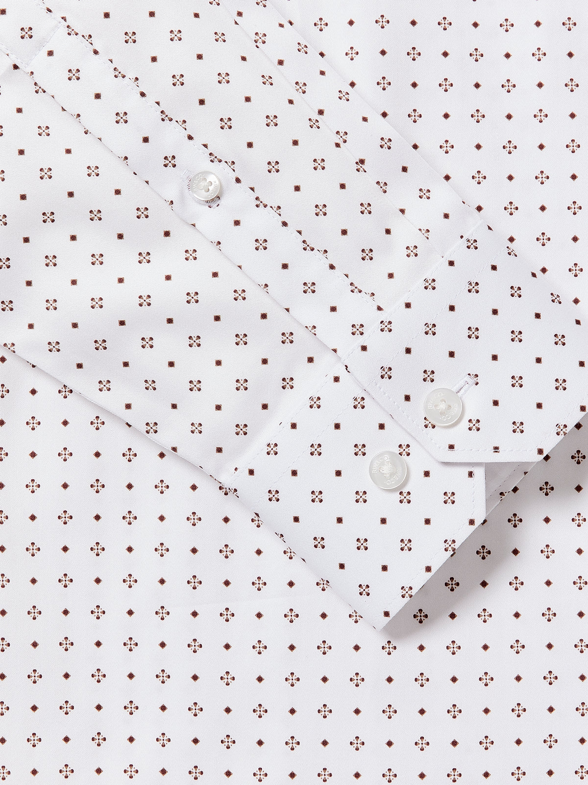 Slim Fit Cotton Shirt Brown Micro Geo