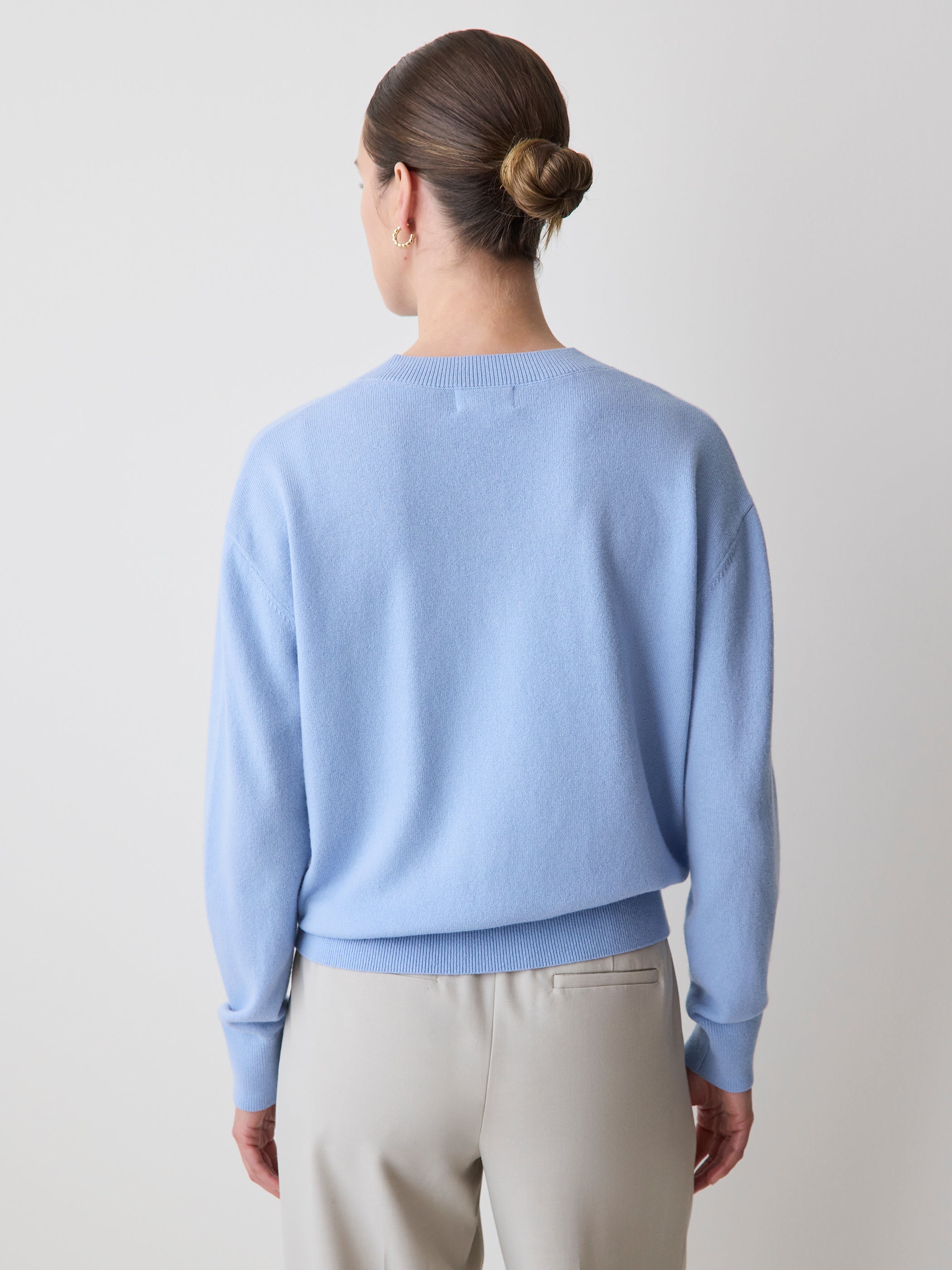 Merino Wool V-Neck Drop Shoulder Sweater