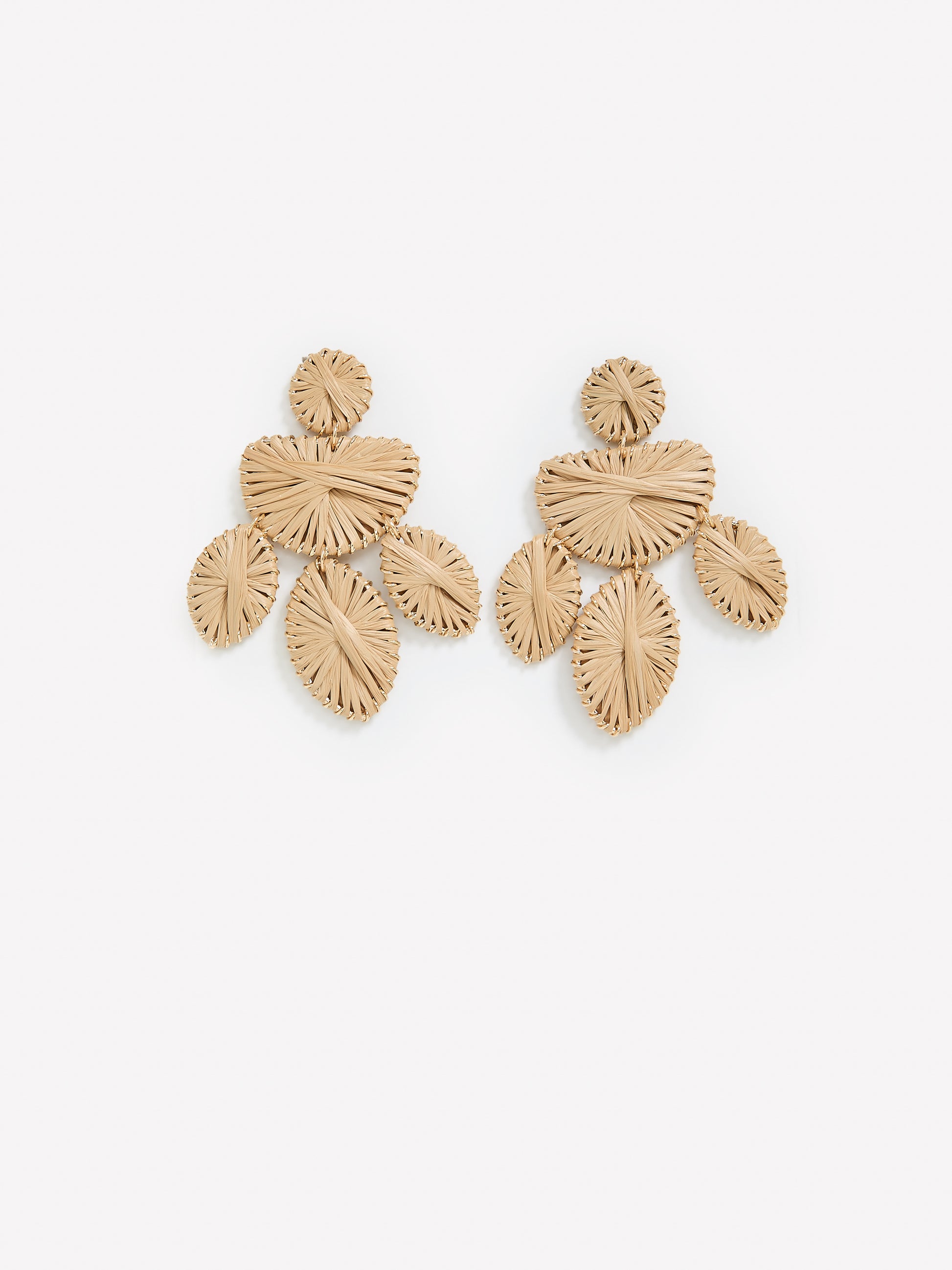 Pendant Earrings Metal Raffia Design
