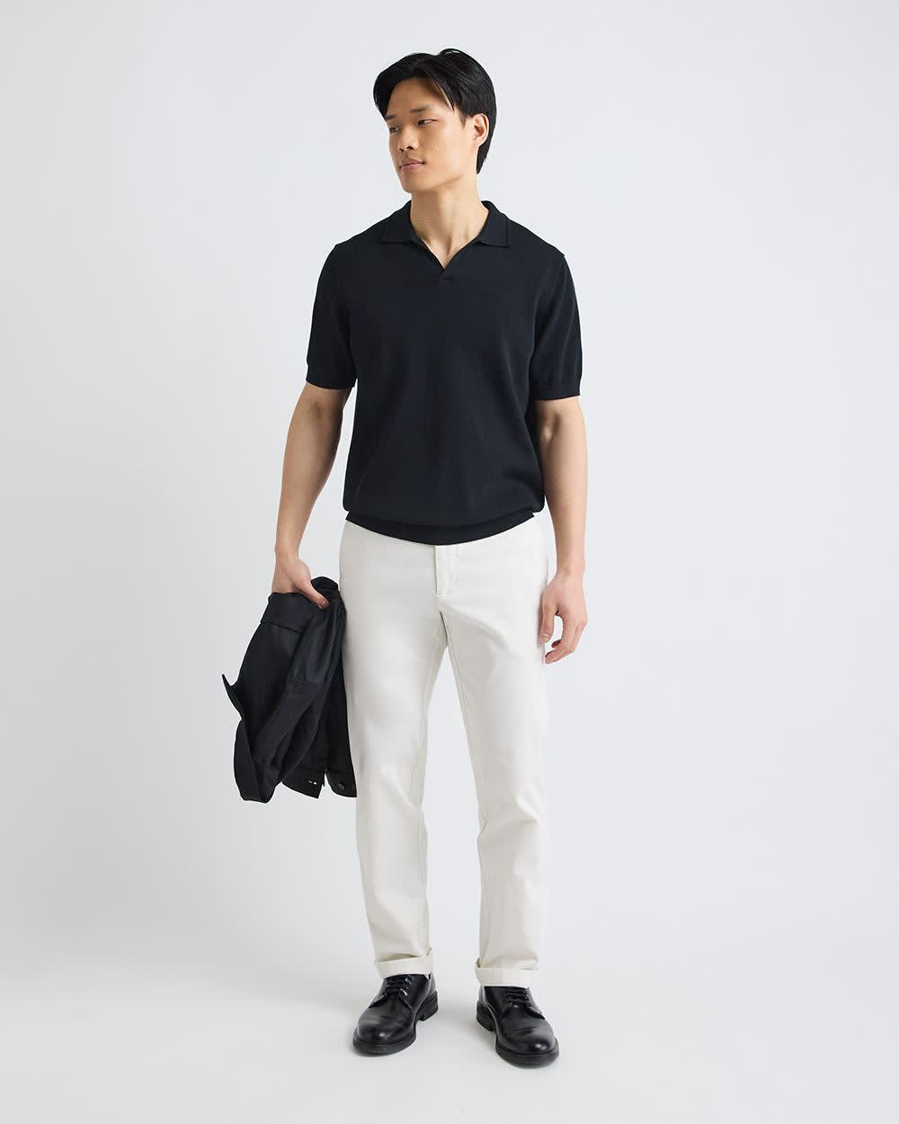 Polo à Manches Courtes en Coton avec Col Johnny