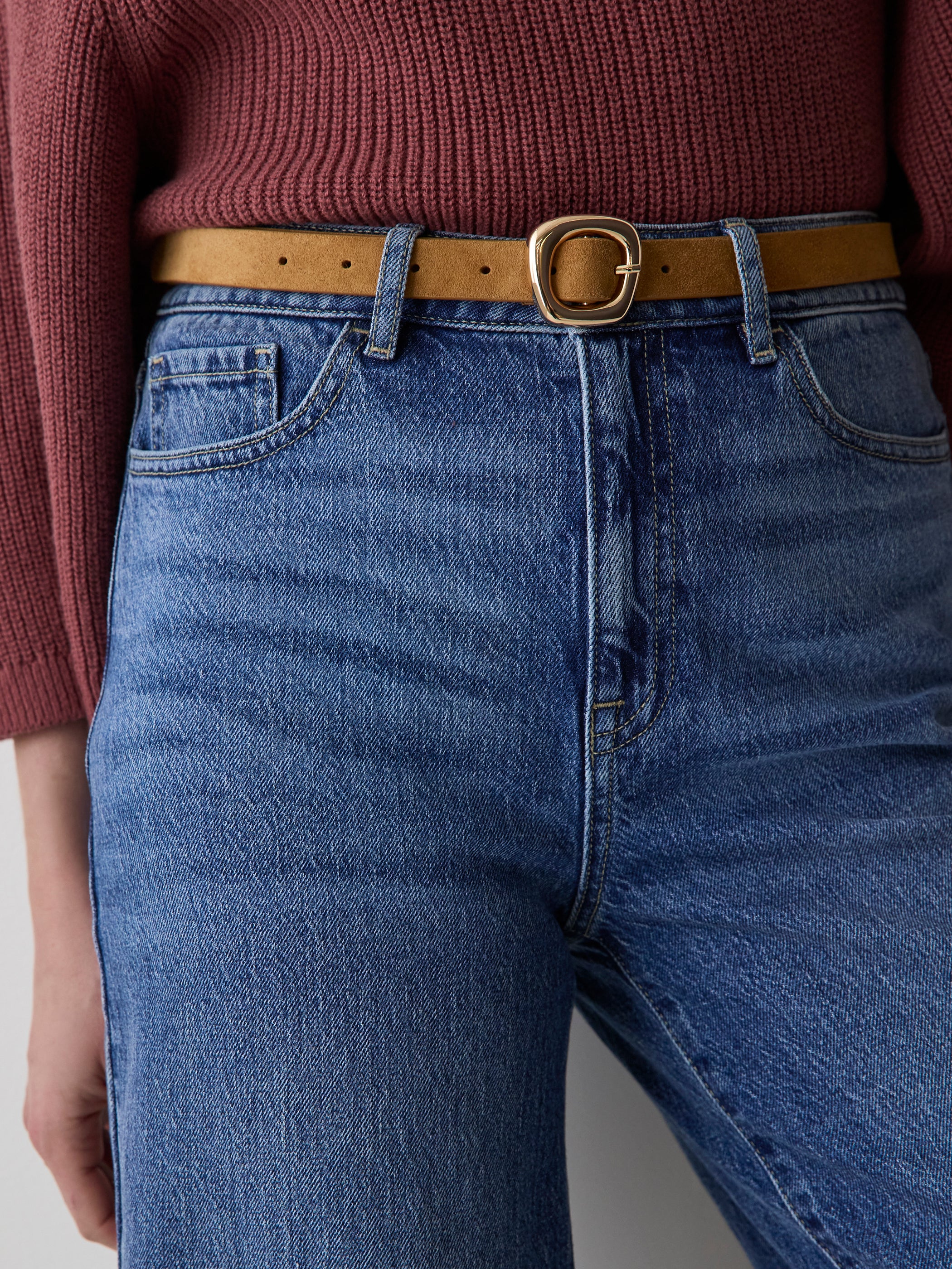 Suede Belt with Sculptural Buckle