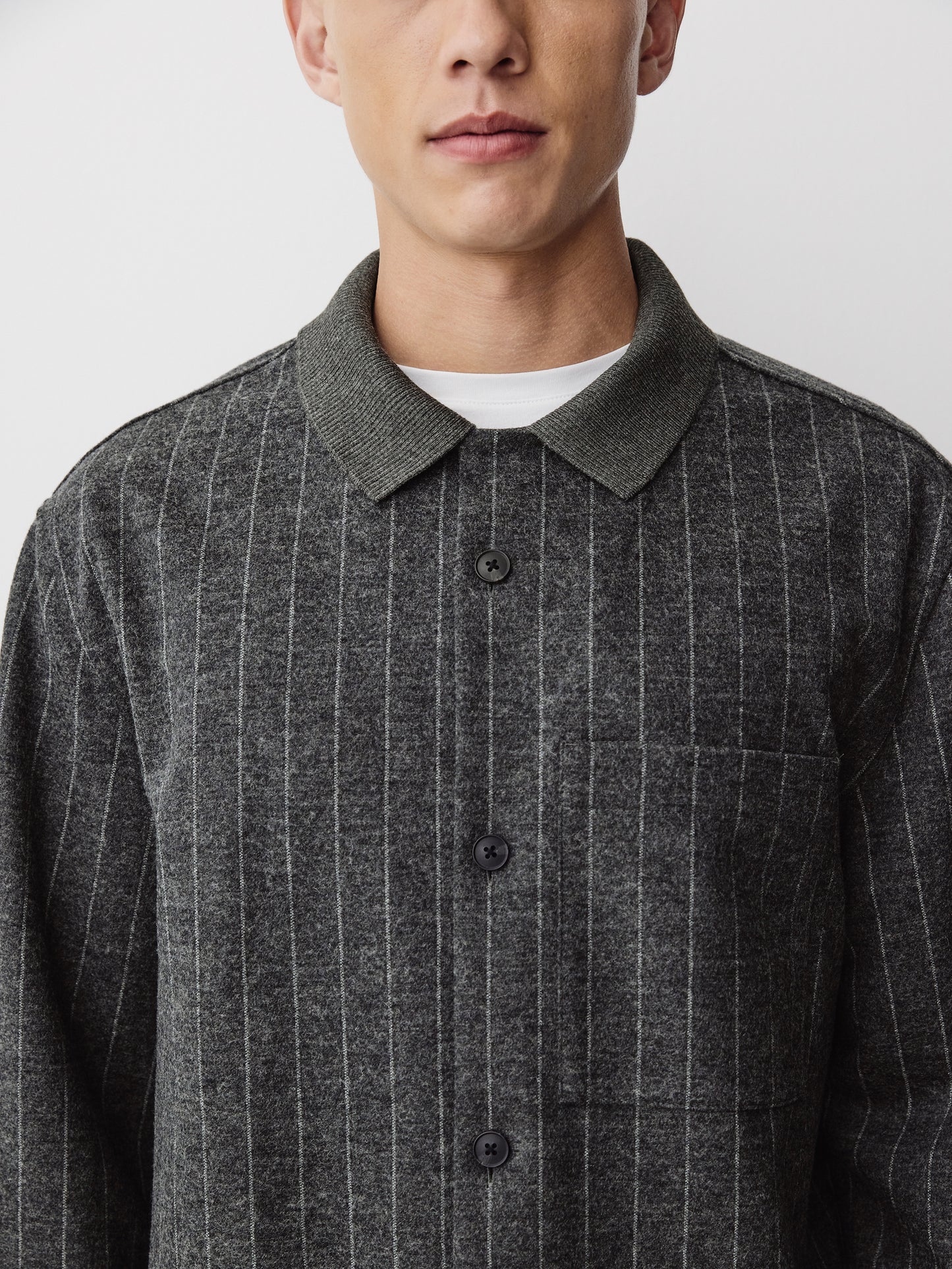 Men's Pinstripe Wool Blend Shacket