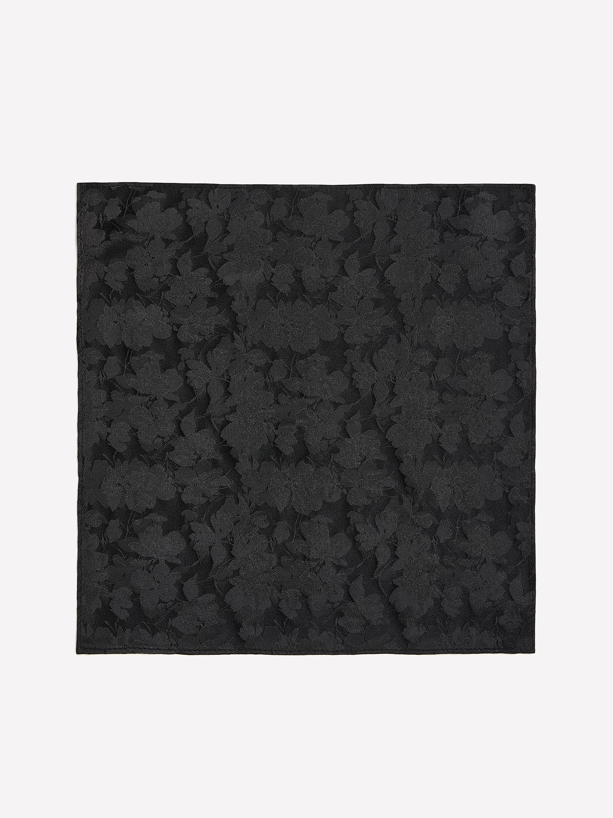 Black Handkerchief with Tonal Floral Pattern