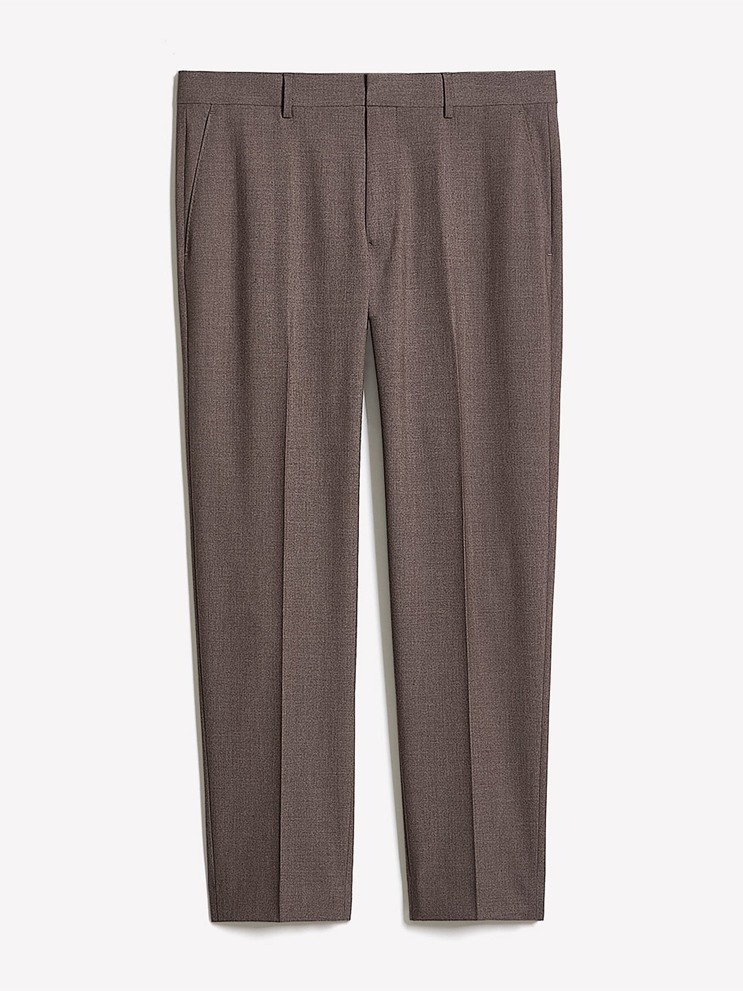 Pleated Tapered-Leg Taupe Suit Pant