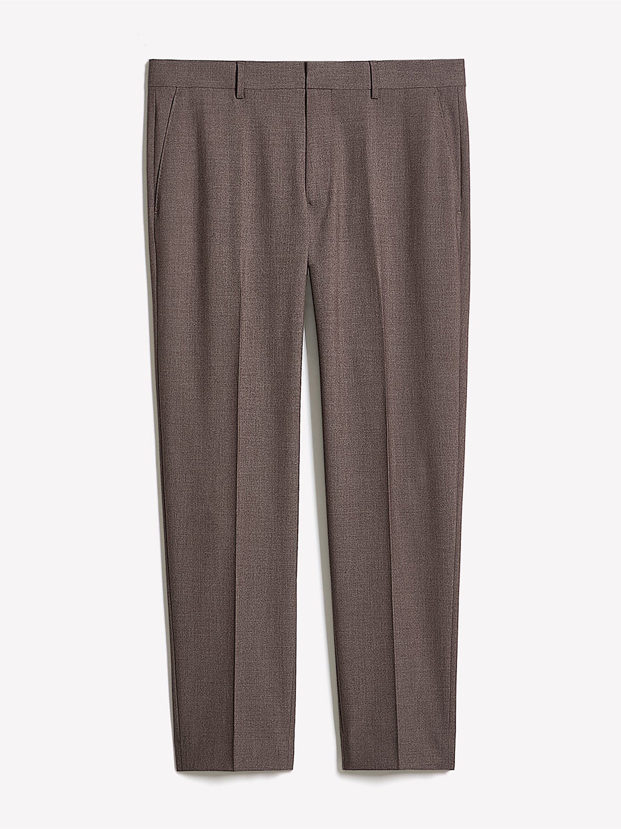 Pleated Tapered-Leg Taupe Suit Pant