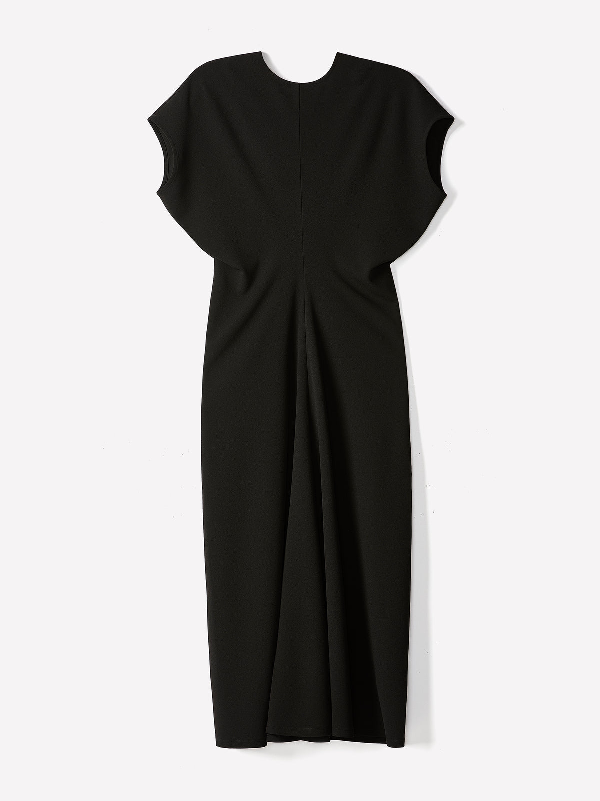 Extended-Sleeve Crew-Neck Midi Dress